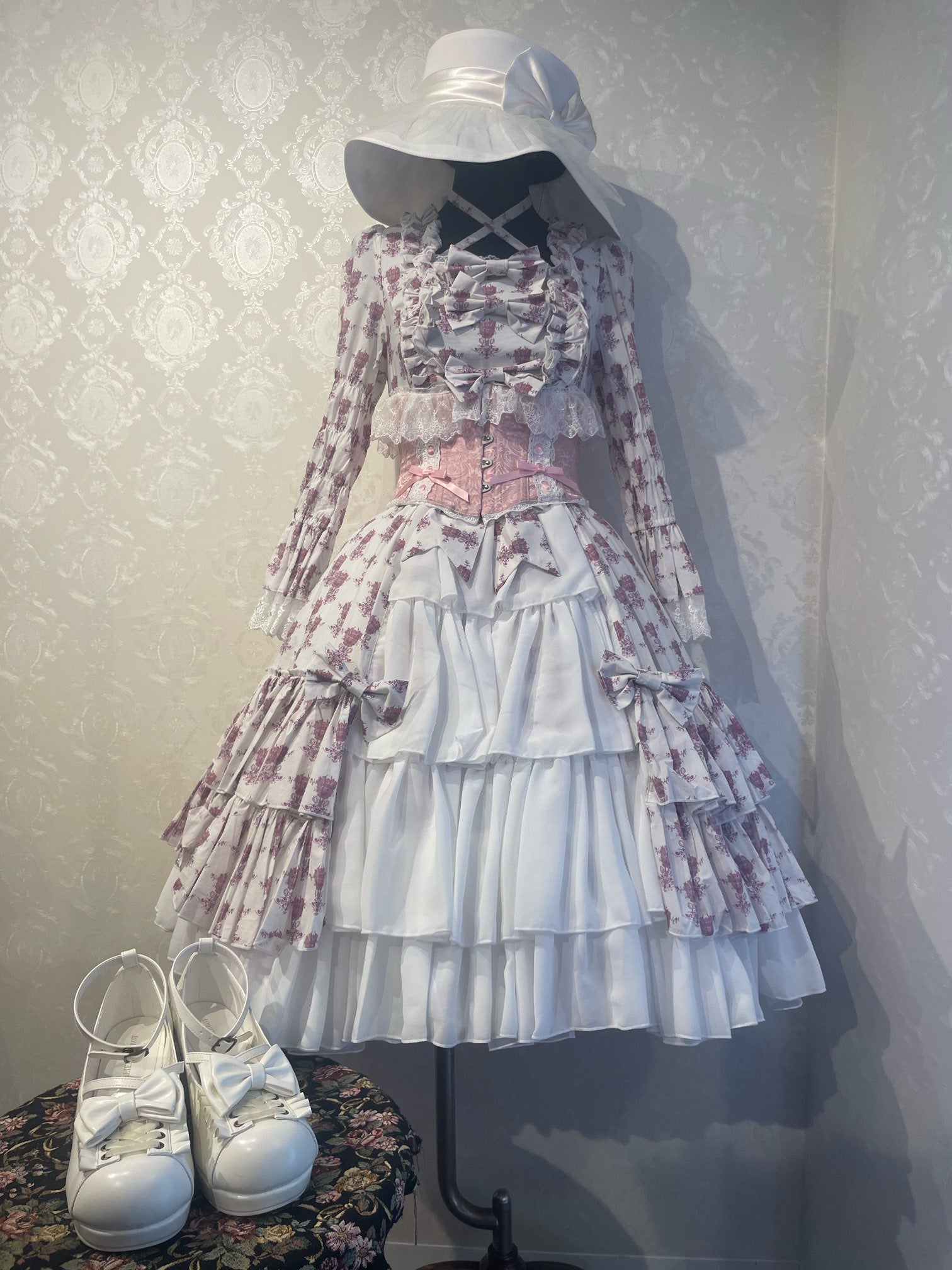 【Vallée lys】ヴァレリス Fleur de Brume Corset ホワイト/ピンク/ボルドー/ネイビー/ブラック