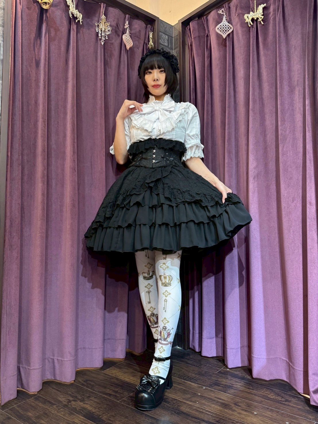 【Vallée lys】ヴァレリス Fleur de Brume Corset ホワイト/ピンク/ボルドー/ネイビー/ブラック