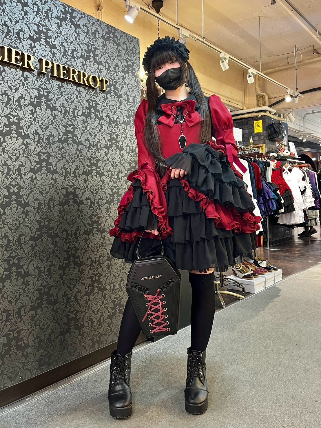 【ATELIER PIERROTFrilly Ribbon Belle Dress白色/波尔多/海蓝色/黑色