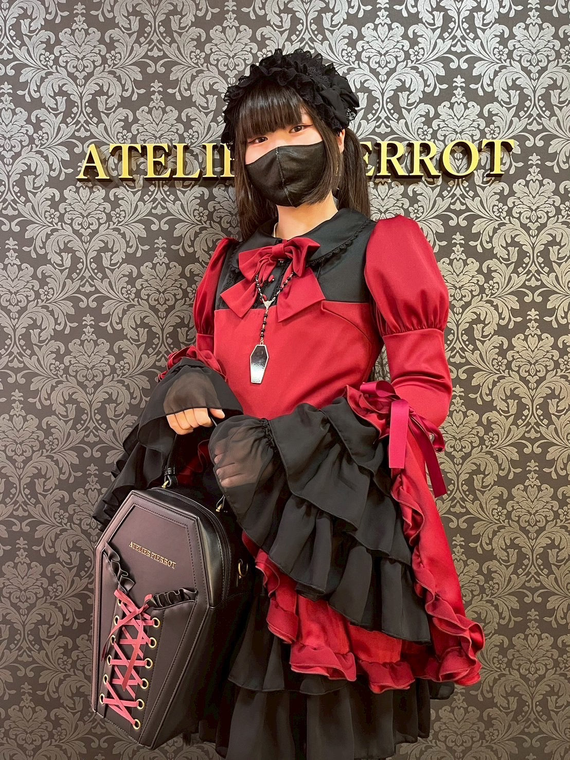 【ATELIER PIERROTFrilly Ribbon Belle Dress白色/波尔多/海蓝色/黑色