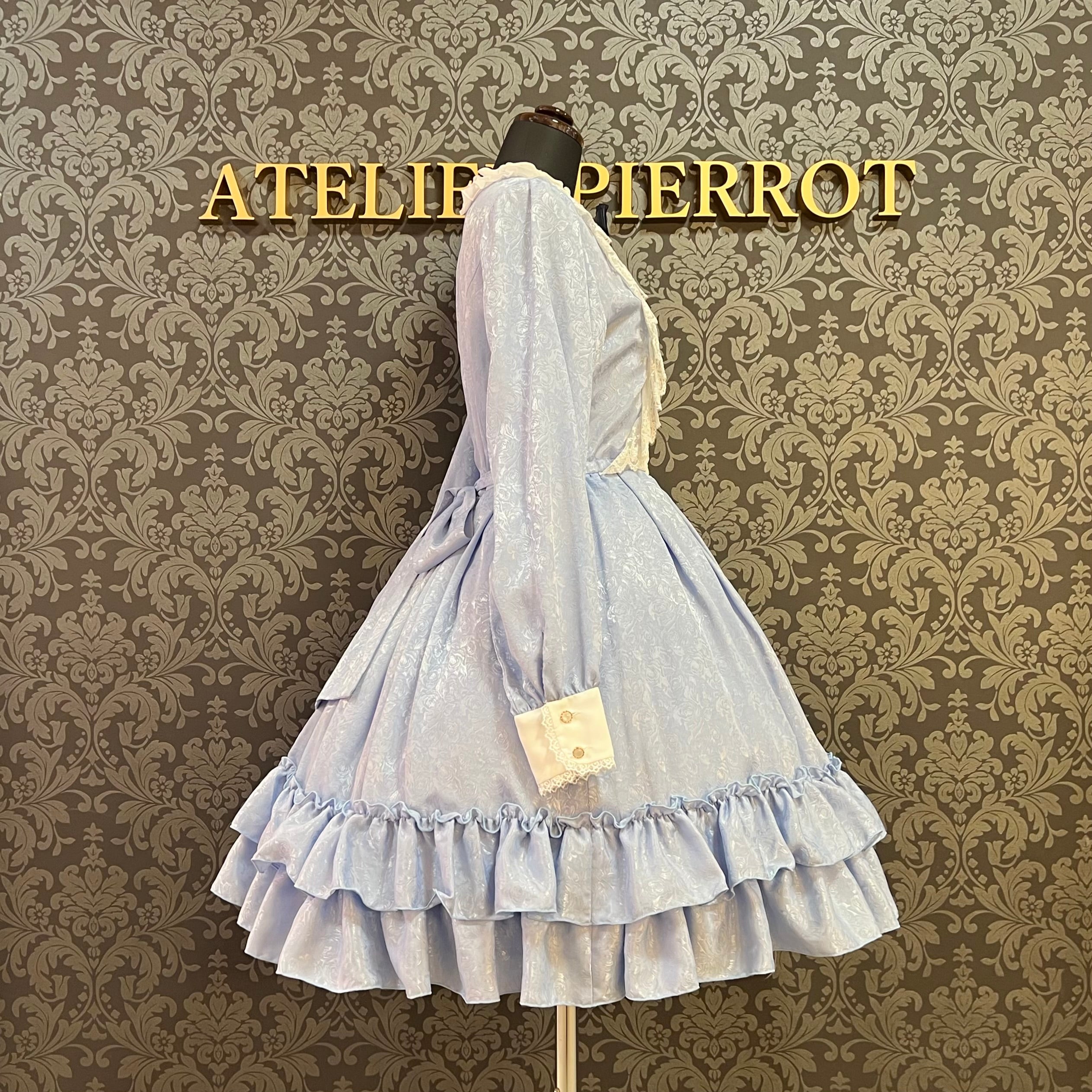 【Pina sweet collection】ピナスイートコレクション ローズジャガードワンピース アーミーグリーン/ライトグレー/サックス/ネイビー/ワイン/ブラック×ホワイト/ブラック×ブラック