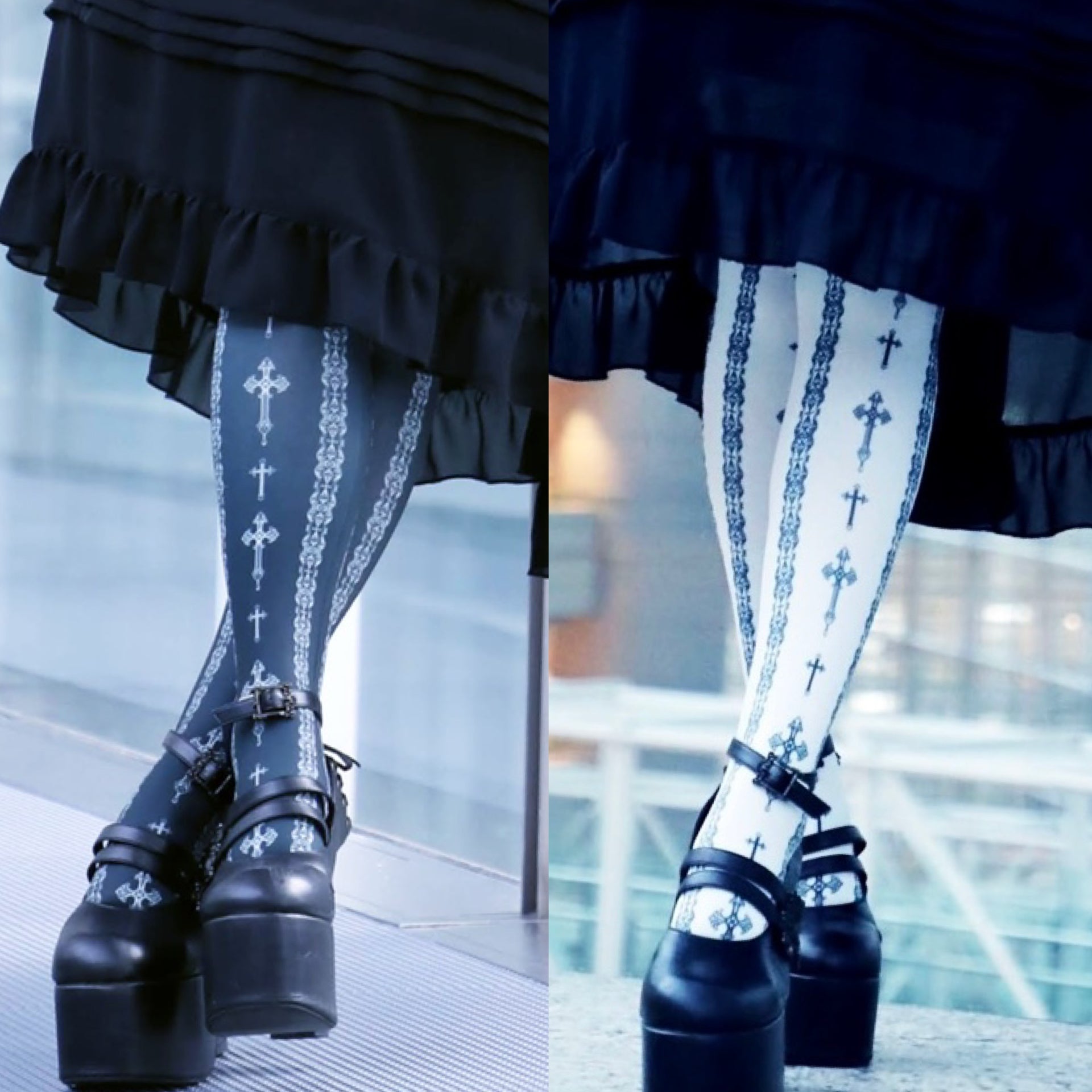 【Morun×Muuna Stoik】모란무나스토잇크로스 오버니삭스White/Black