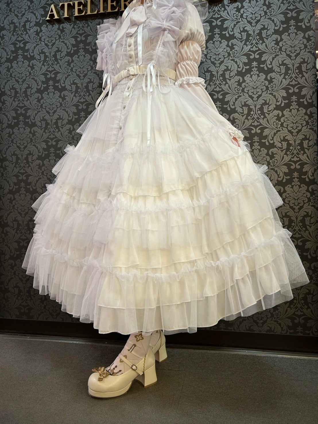 【Vallee lys】Vallee Nocturne Tulle Jumper Skirt白色/波尔多/紫色/黑色