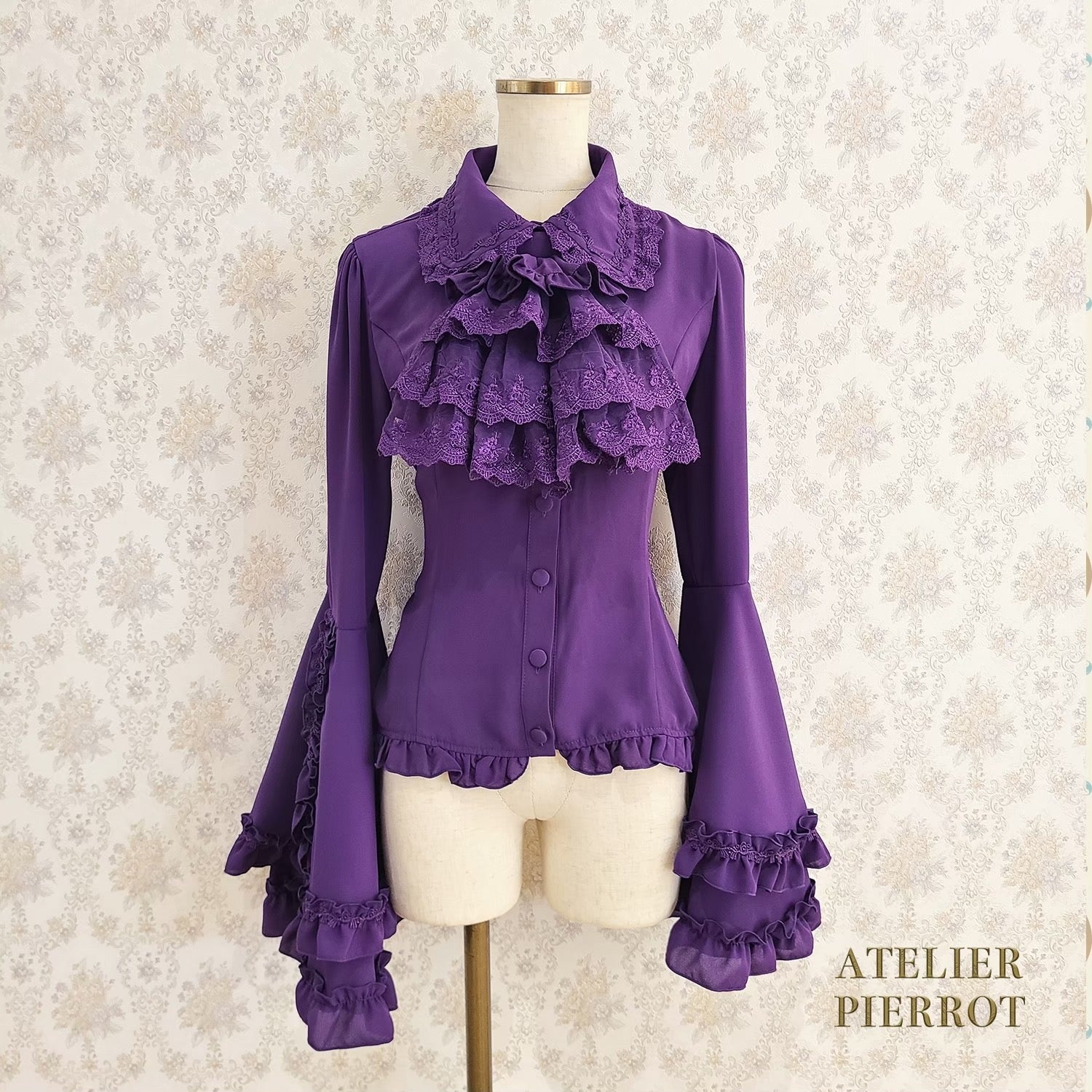 【ATELIER PIERROT工作室小丑Louise Jabot Blouse白/紫/黑