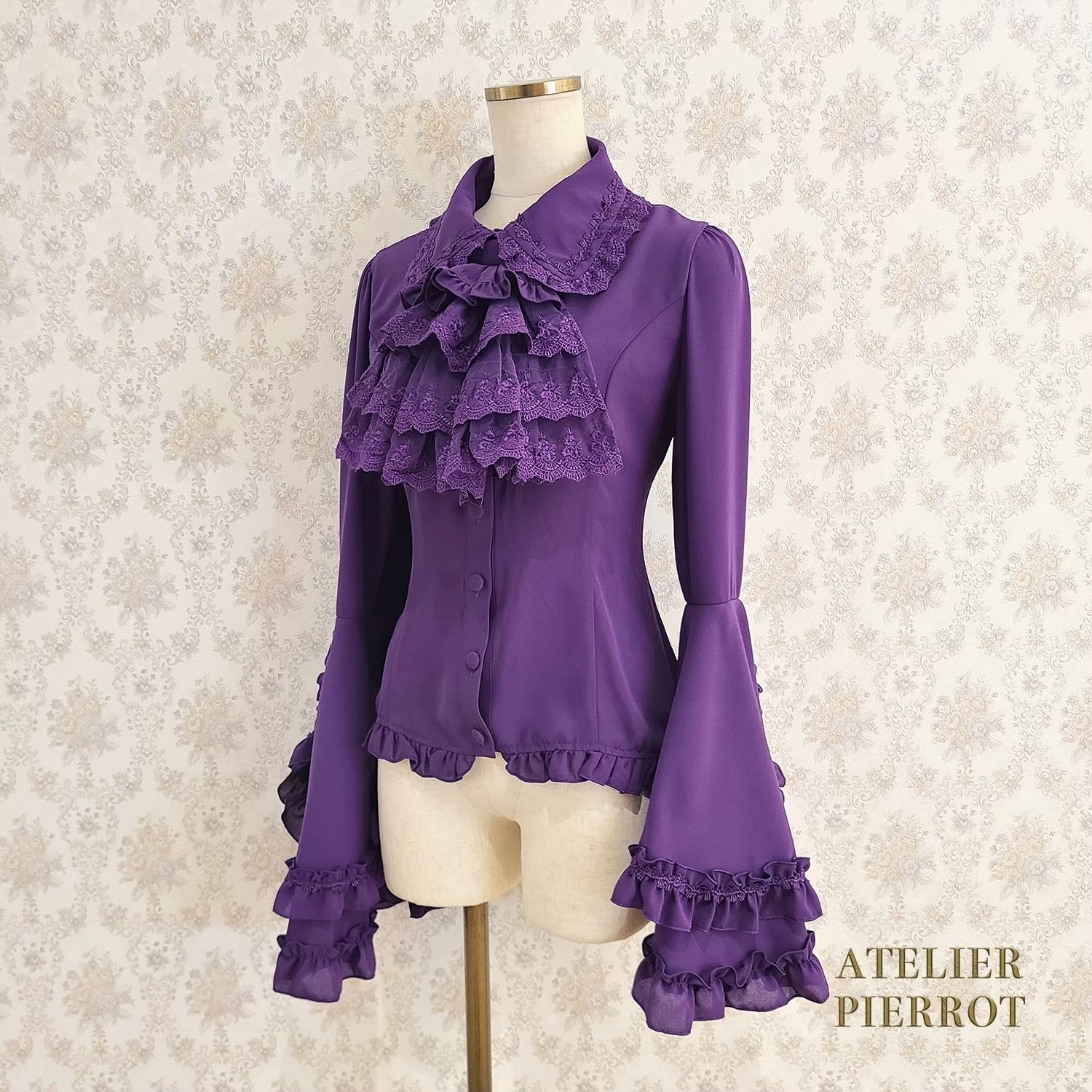 【ATELIER PIERROT工作室小丑Louise Jabot Blouse白/紫/黑