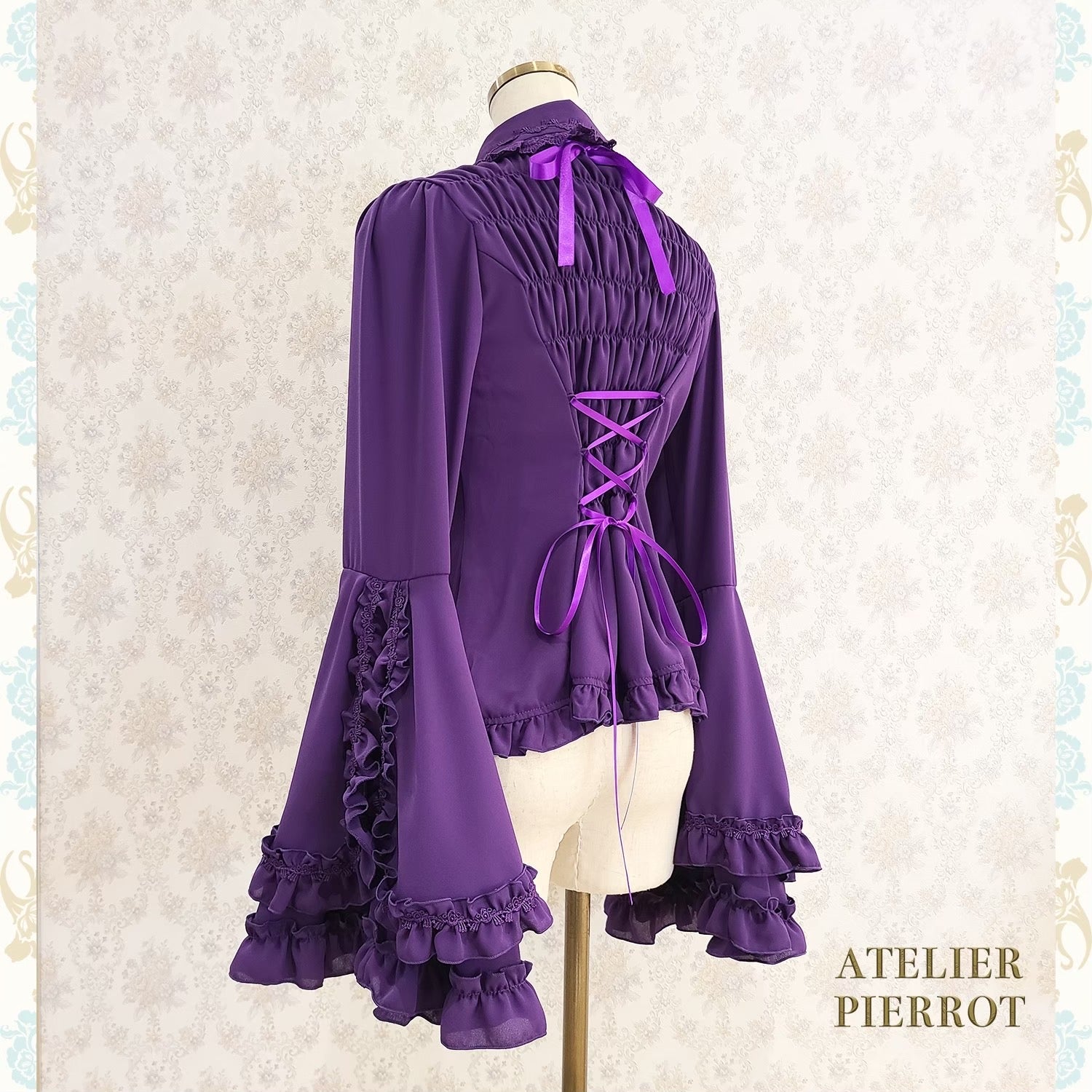 【ATELIER PIERROT工作室小丑Louise Jabot Blouse白/紫/黑