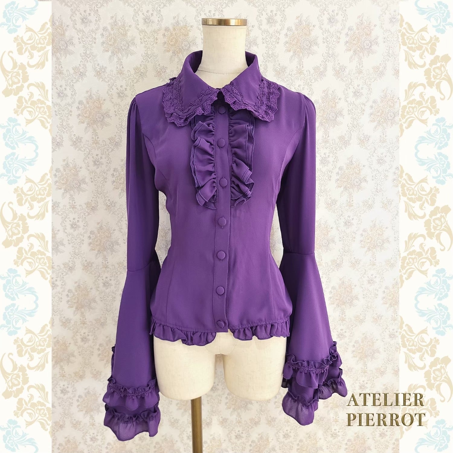 【ATELIER PIERROT工作室小丑Louise Jabot Blouse白/紫/黑
