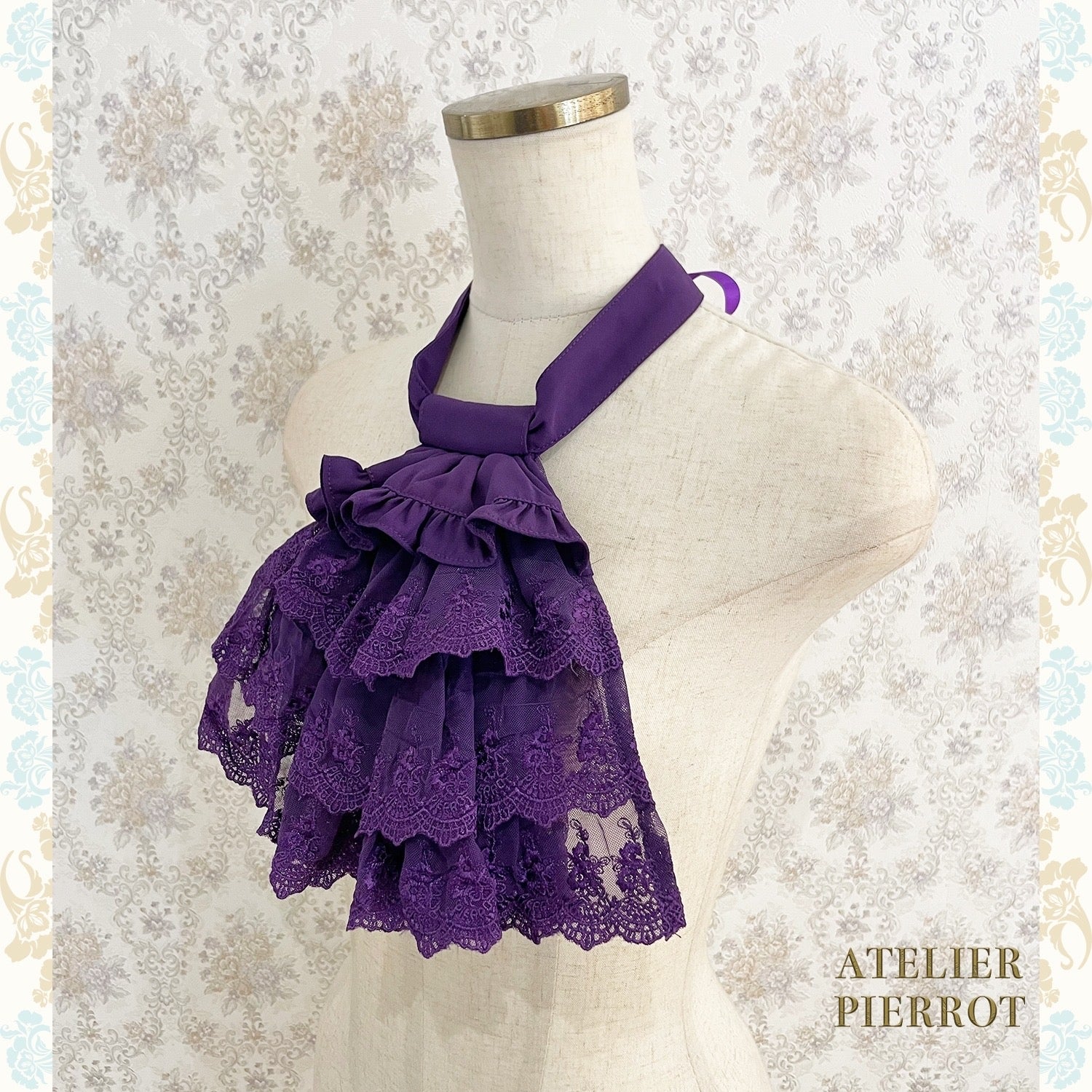 【ATELIER PIERROT工作室小丑Louise Jabot Blouse白/紫/黑