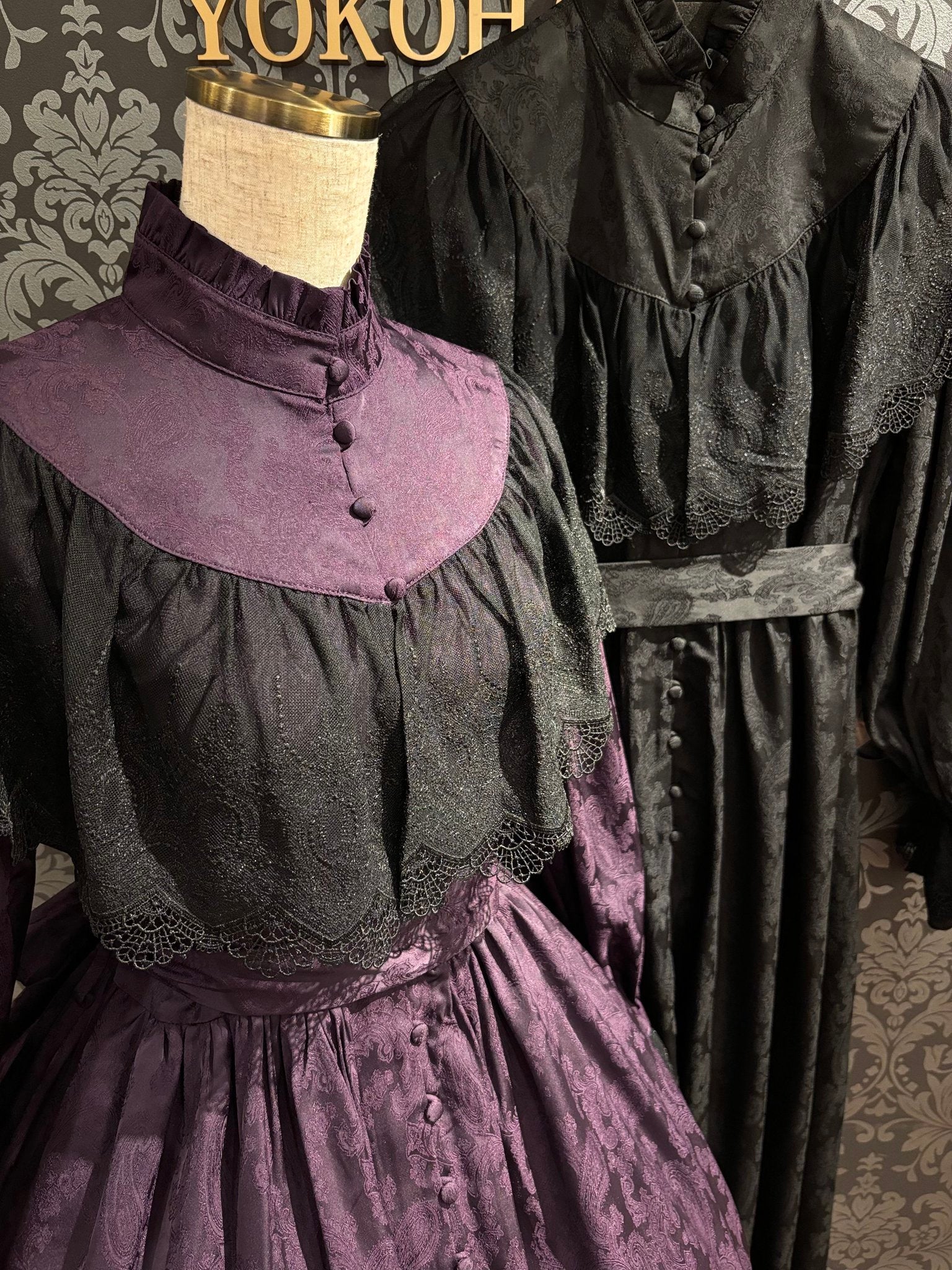 【Sheglit】シェグリット "Luisa"ジャガードレースドレス パープル(アトリエピエロ限定カラー)/ブラック