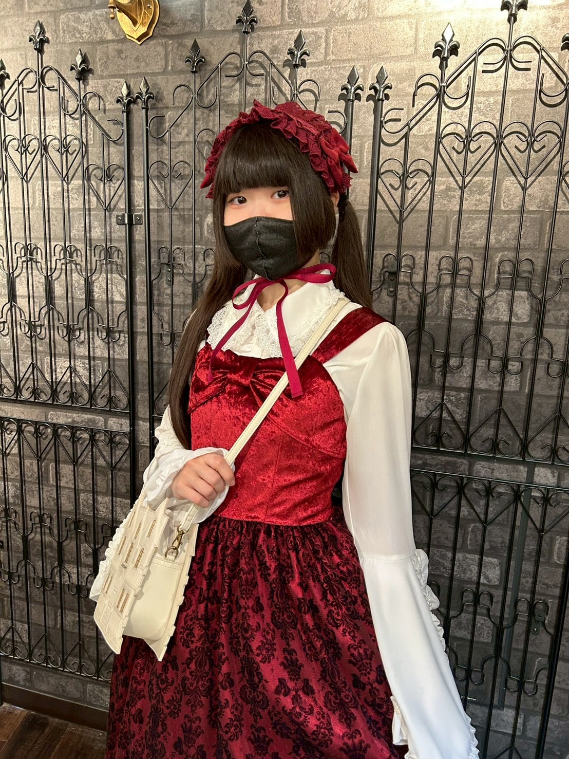 【heavenly garden 】ヘヴンリィ ガーデン ノクターンリボンジャンパースカート ボルドー/ブラック