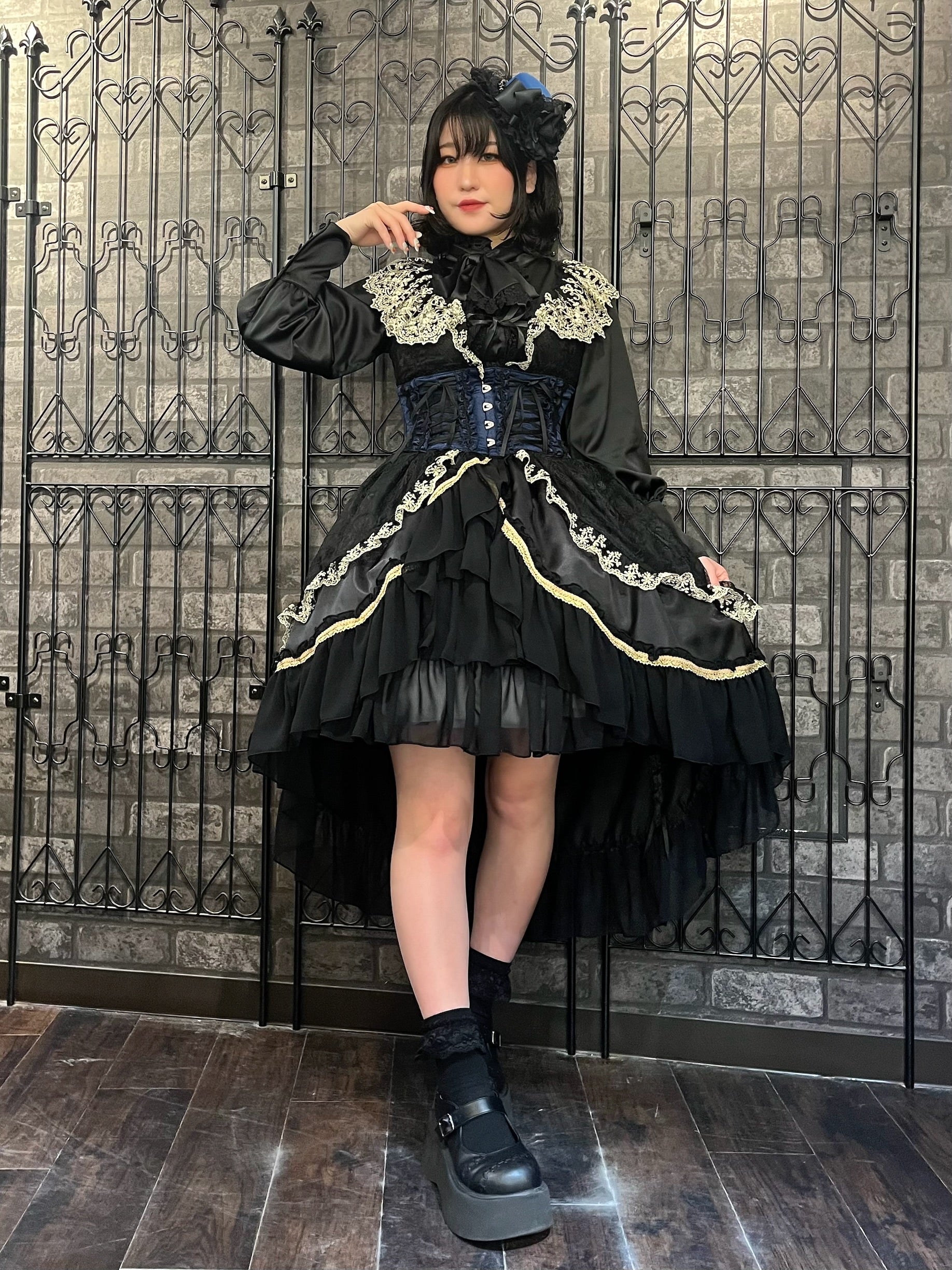 【ATELIER PIERROT】 Eternal Nocturne Bustle Skirt ホワイト/ブラック