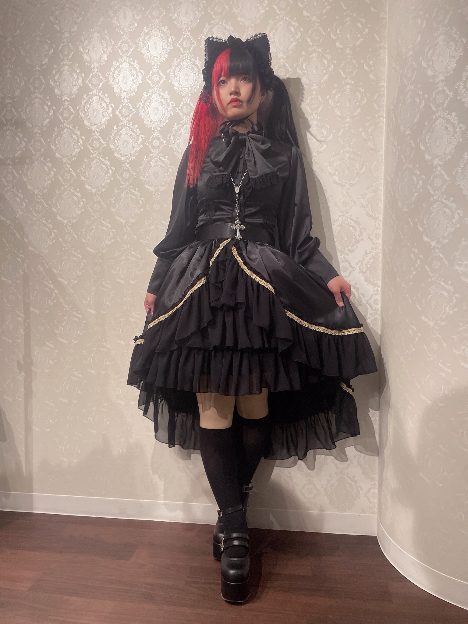 【ATELIER PIERROT】 Eternal Nocturne Bustle Skirt ホワイト/ブラック