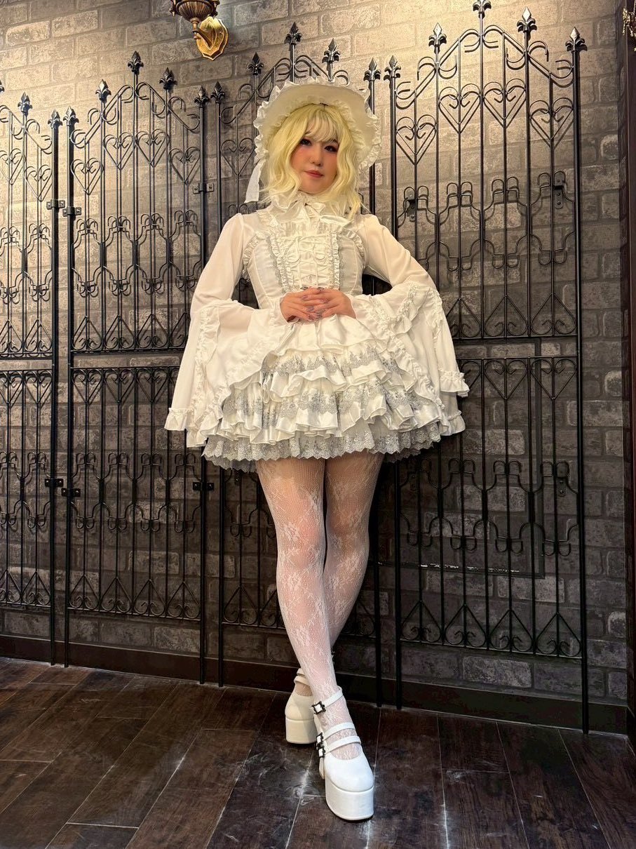 【ATELIER PIERROT】 Mini Corset Dress (シルバーレースver) ホワイト/ブラック