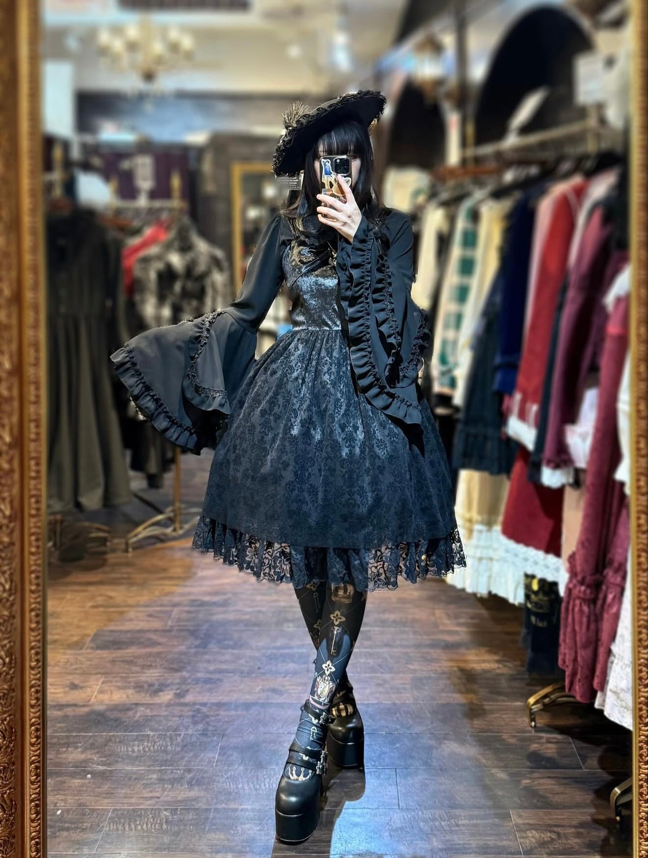 【heavenly garden 】ヘヴンリィ ガーデン ノクターンリボンジャンパースカート ボルドー/ブラック