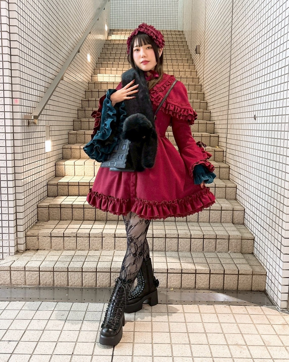 【ATELIER PIERROT】 Fleur d'Hiver Coat White/Bordeaux/Navy/Black★Released from late October to early November★