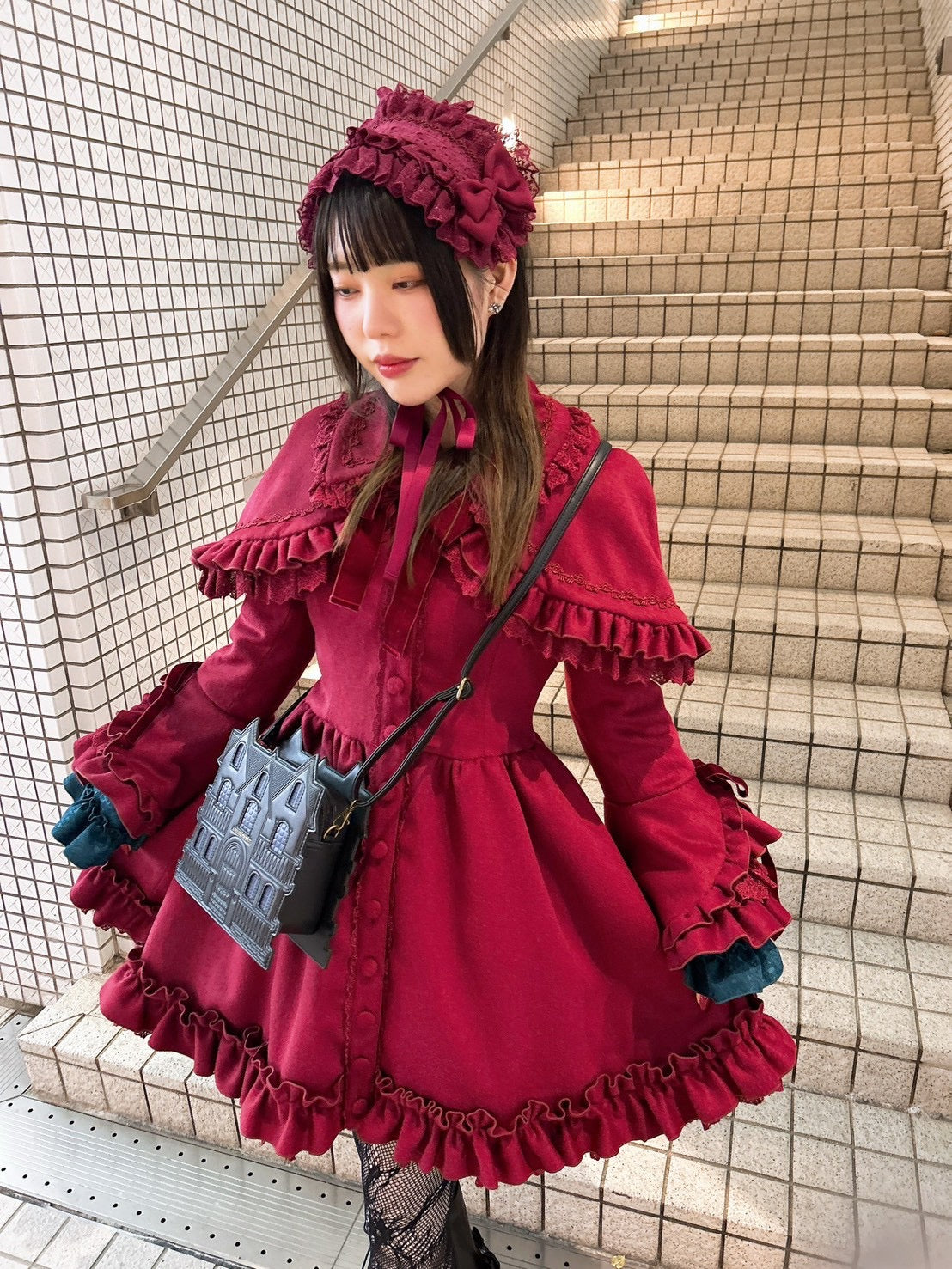 【ATELIER PIERROT】 Fleur d'Hiver Coat White/Bordeaux/Navy/Black★Released from late October to early November★