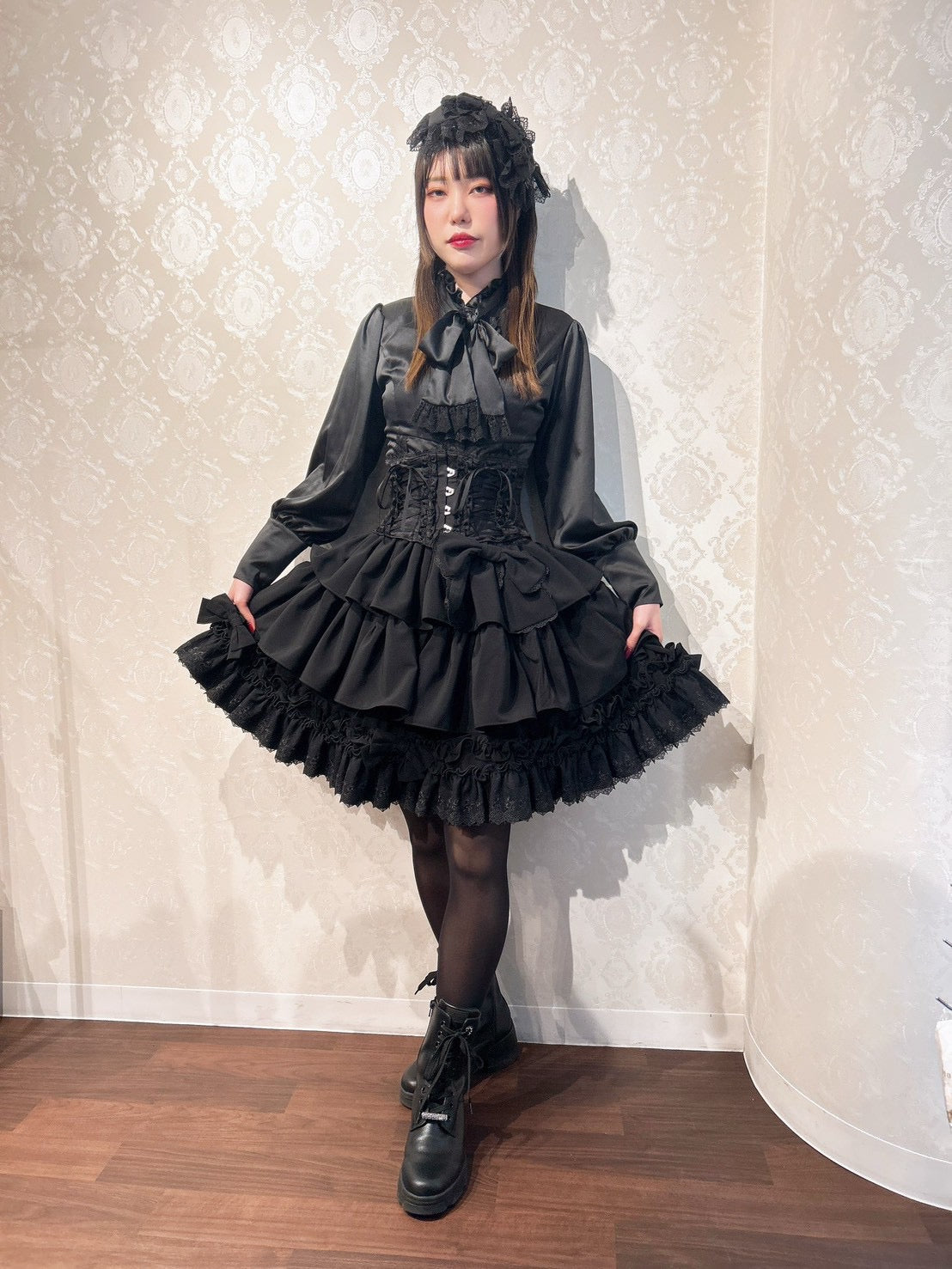 【ATELIER PIERROT】 Classical Duchess Ribbon Blouse ホワイト/ボルドー/ネイビー/ブラック