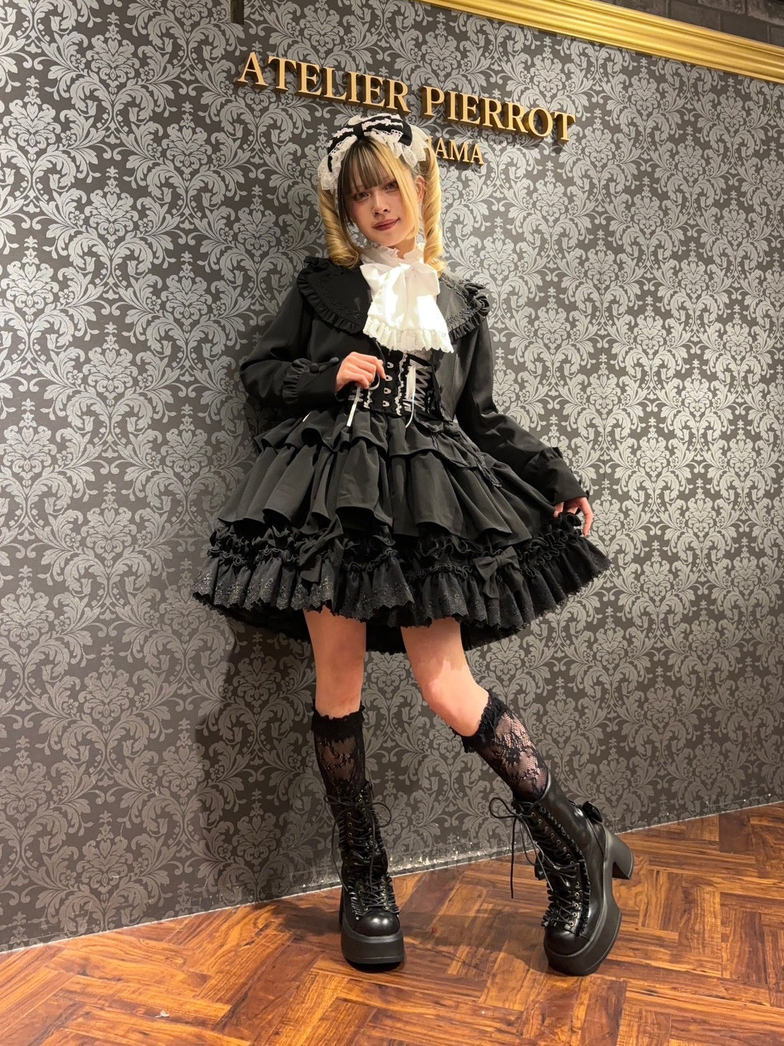 【ATELIER PIERROT】 Classical Duchess Ribbon Blouse ホワイト/ボルドー/ネイビー/ブラック