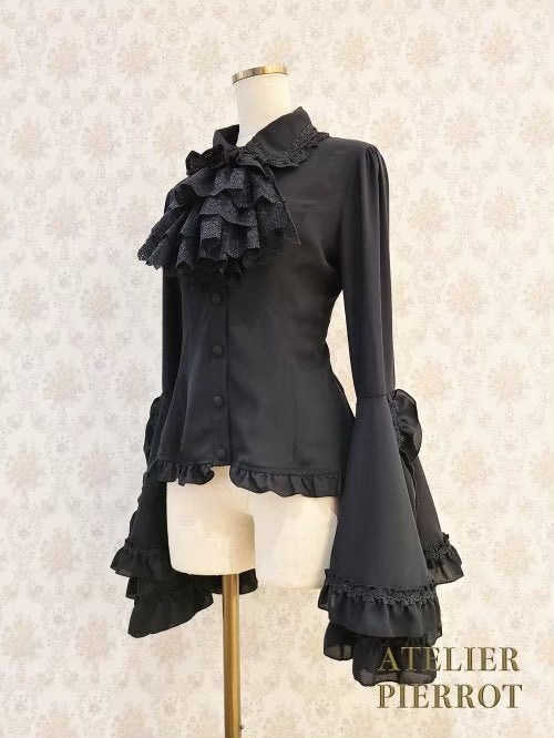 【ATELIER PIERROT工作室小丑Louise Jabot Blouse白/紫/黑