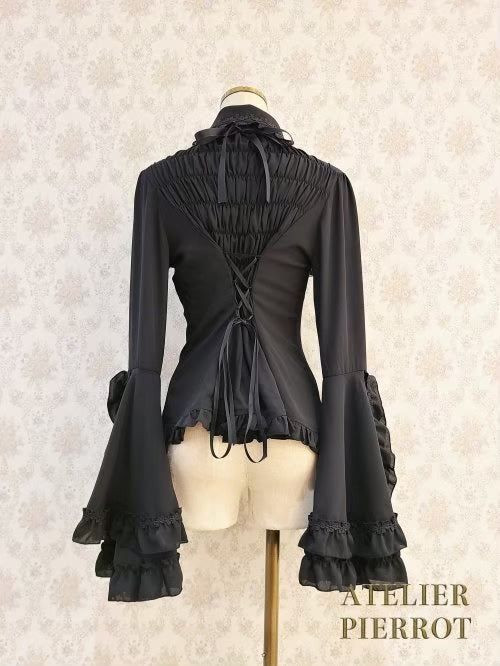 【ATELIER PIERROT工作室小丑Louise Jabot Blouse白/紫/黑