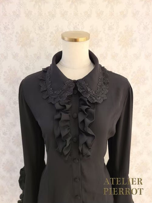 【ATELIER PIERROT工作室小丑Louise Jabot Blouse白/紫/黑