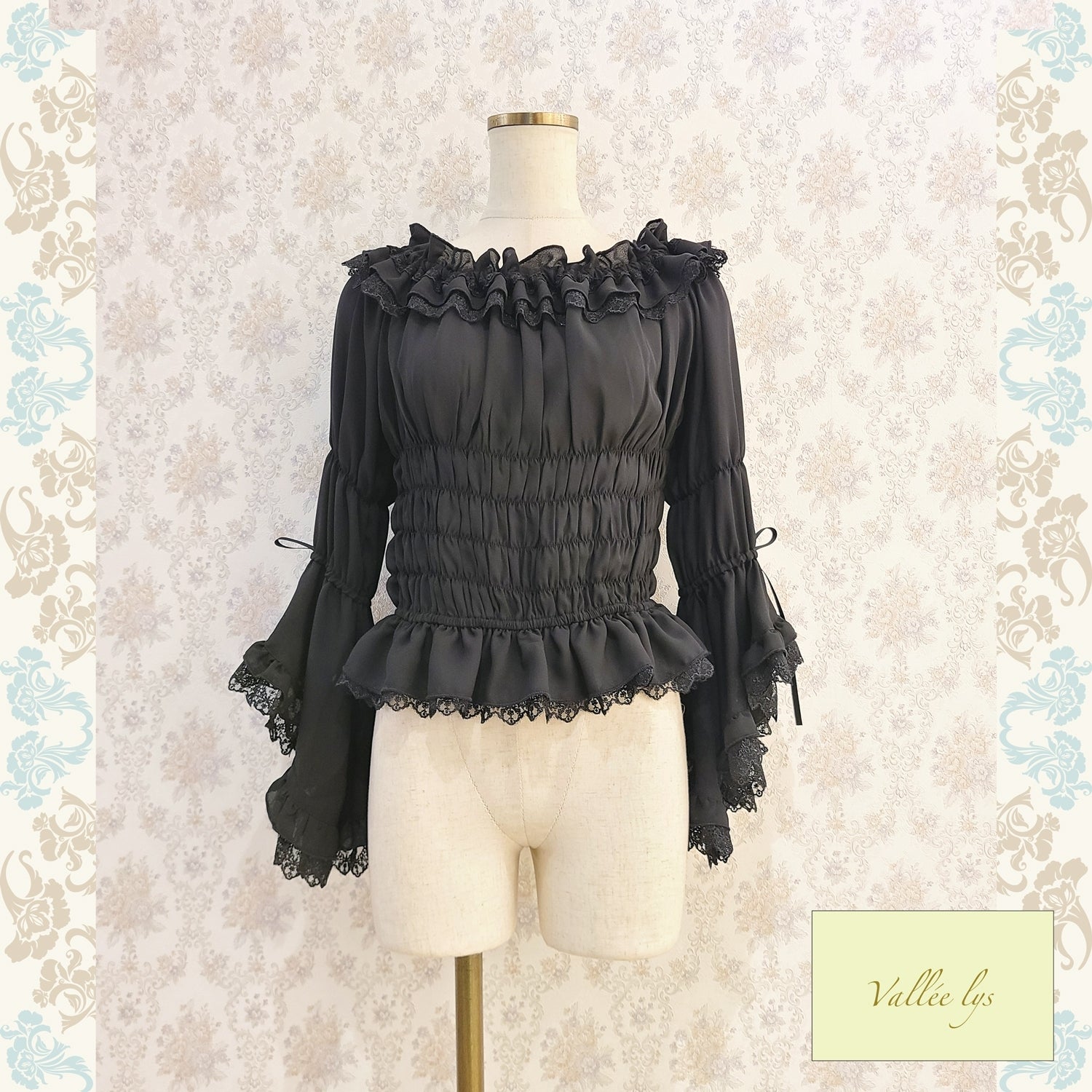 【Vallée lys】ヴァレリス Blossom Breeze Blouse ホワイト/ボルドー/パープル/ブラック