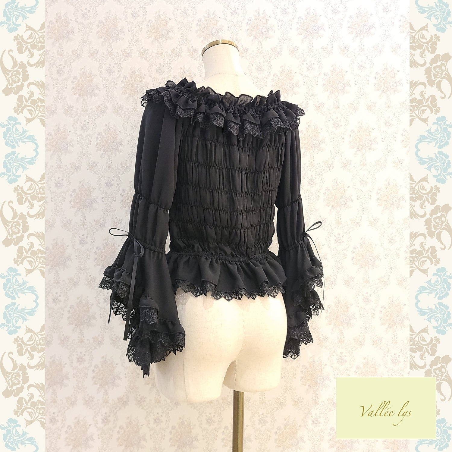 【Vallée lys】ヴァレリス Blossom Breeze Blouse ホワイト/ボルドー/パープル/ブラック