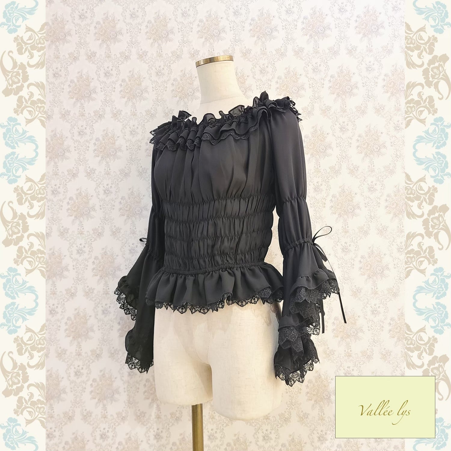 【Vallée lys】ヴァレリス Blossom Breeze Blouse ホワイト/ボルドー/パープル/ブラック