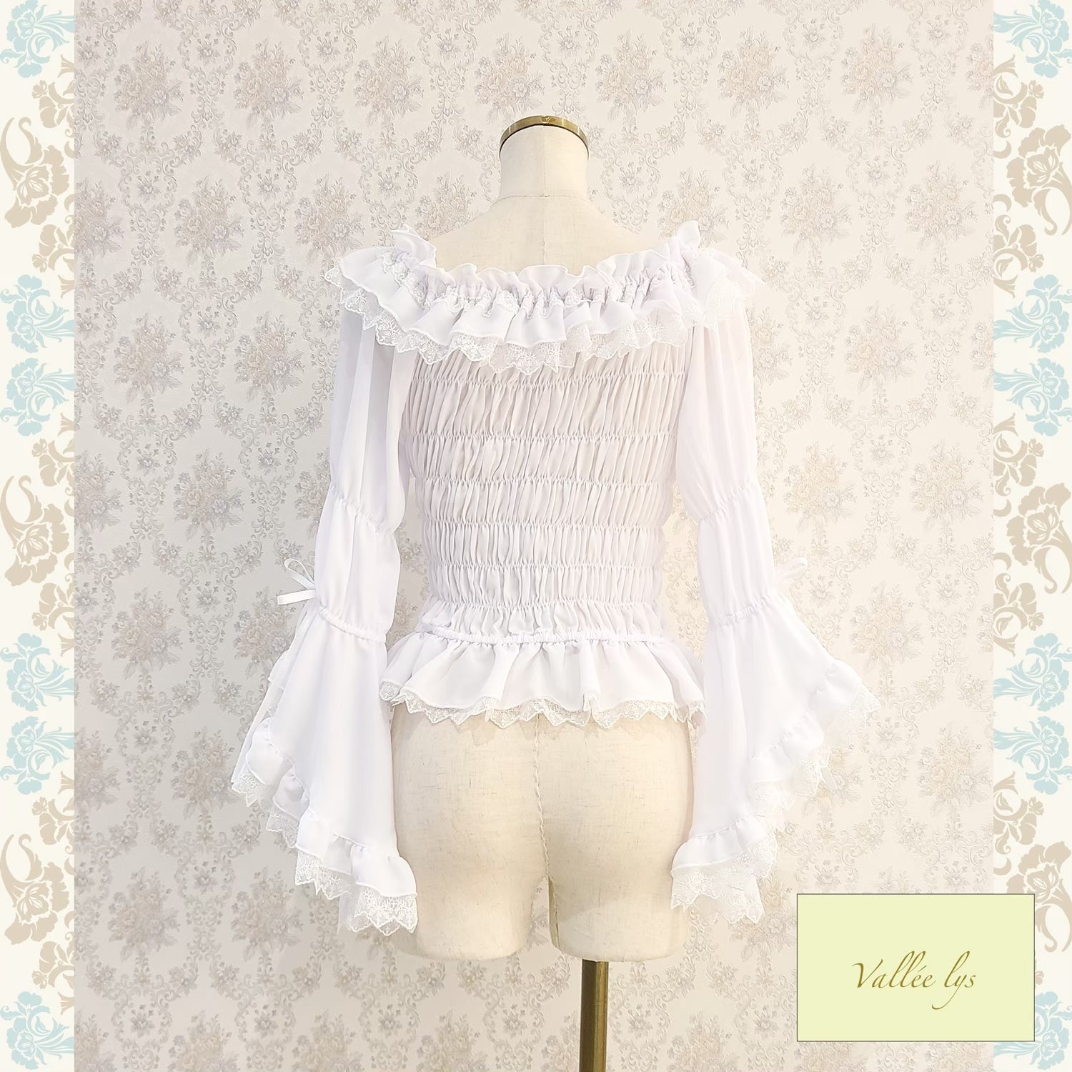 【Vallée lys】ヴァレリス Blossom Breeze Blouse ホワイト/ボルドー/パープル/ブラック