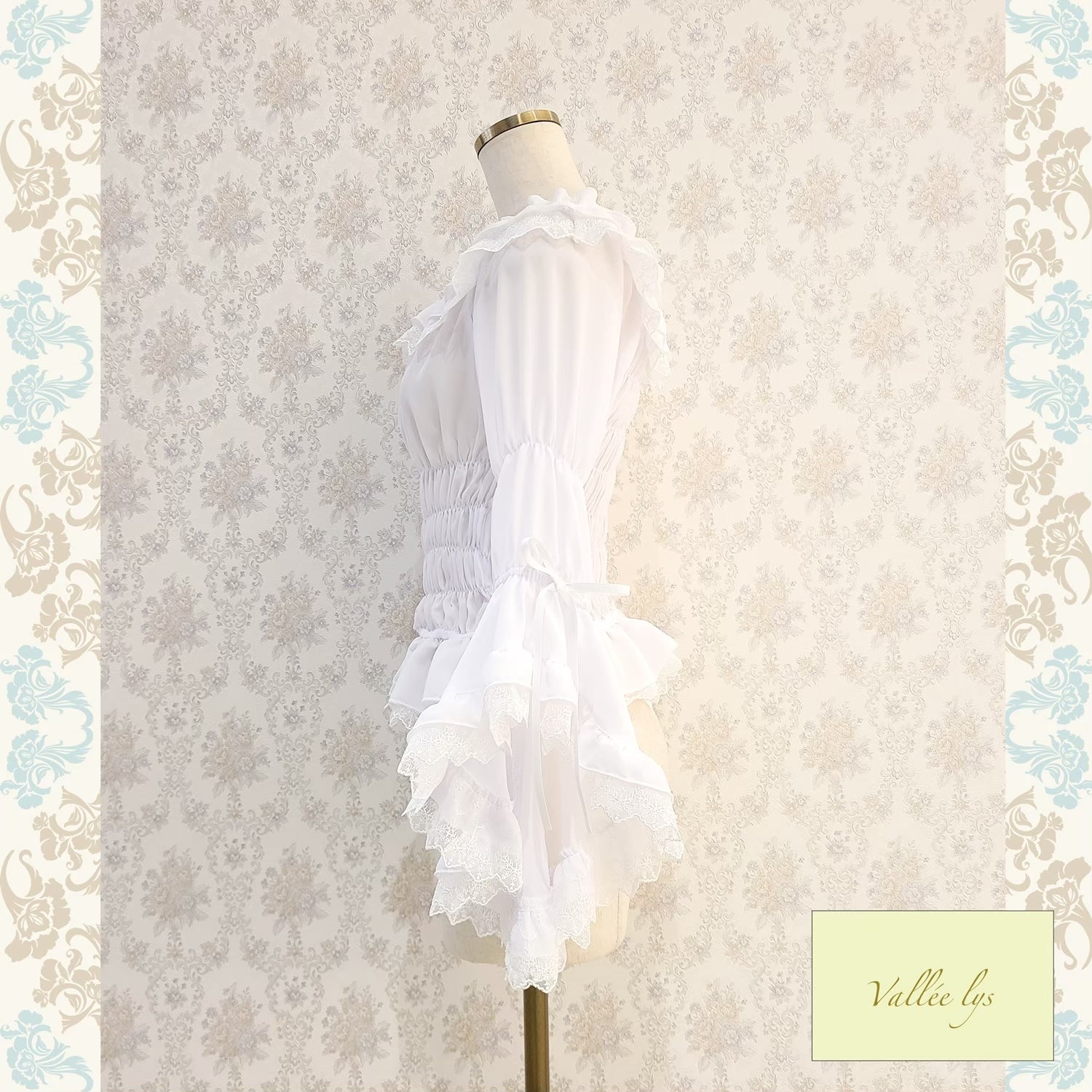 【Vallée lys】ヴァレリス Blossom Breeze Blouse ホワイト/ボルドー/パープル/ブラック