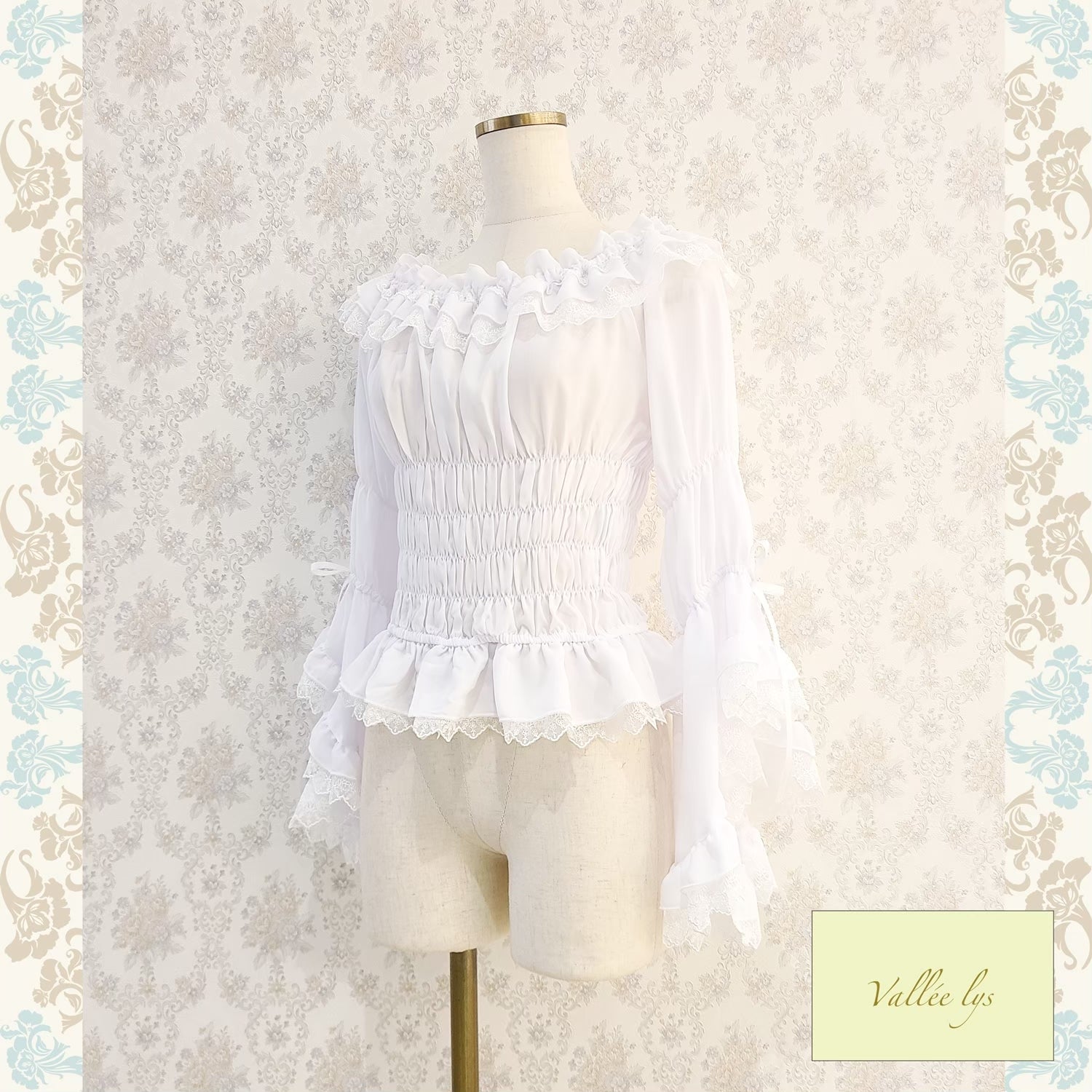 【Vallée lys】ヴァレリス Blossom Breeze Blouse ホワイト/ボルドー/パープル/ブラック