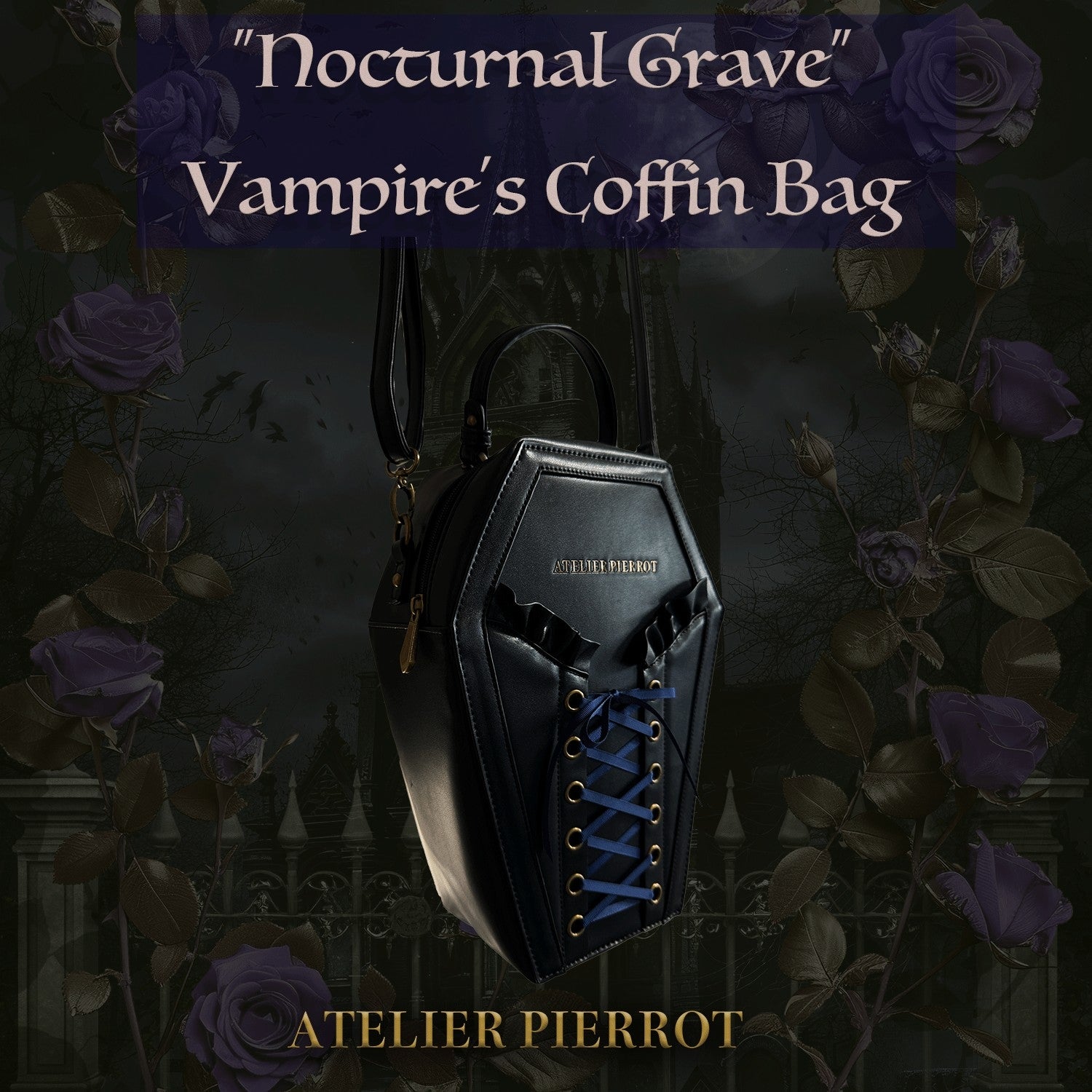 【ATELIER PIERROT“Nocturnal Grave”Vampire's Coffin Bag Bordeaux/Navy/Black