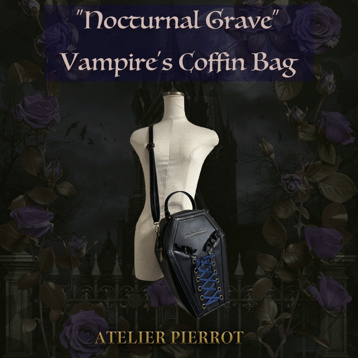 【ATELIER PIERROT“Nocturnal Grave”Vampire's Coffin Bag Bordeaux/Navy/Black