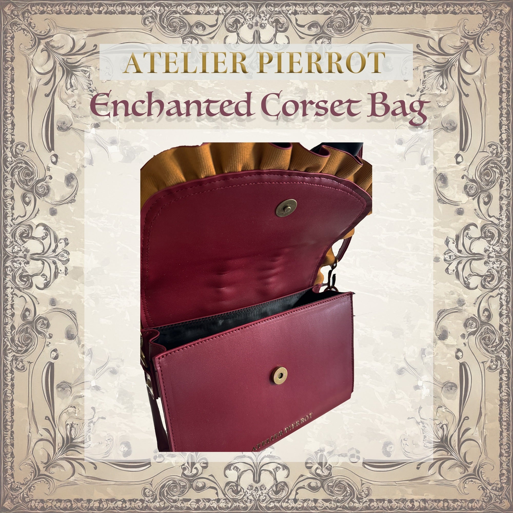 【ATELIER PIERROT】 Bolsa de corsé encantado White/Bordeaux/Black