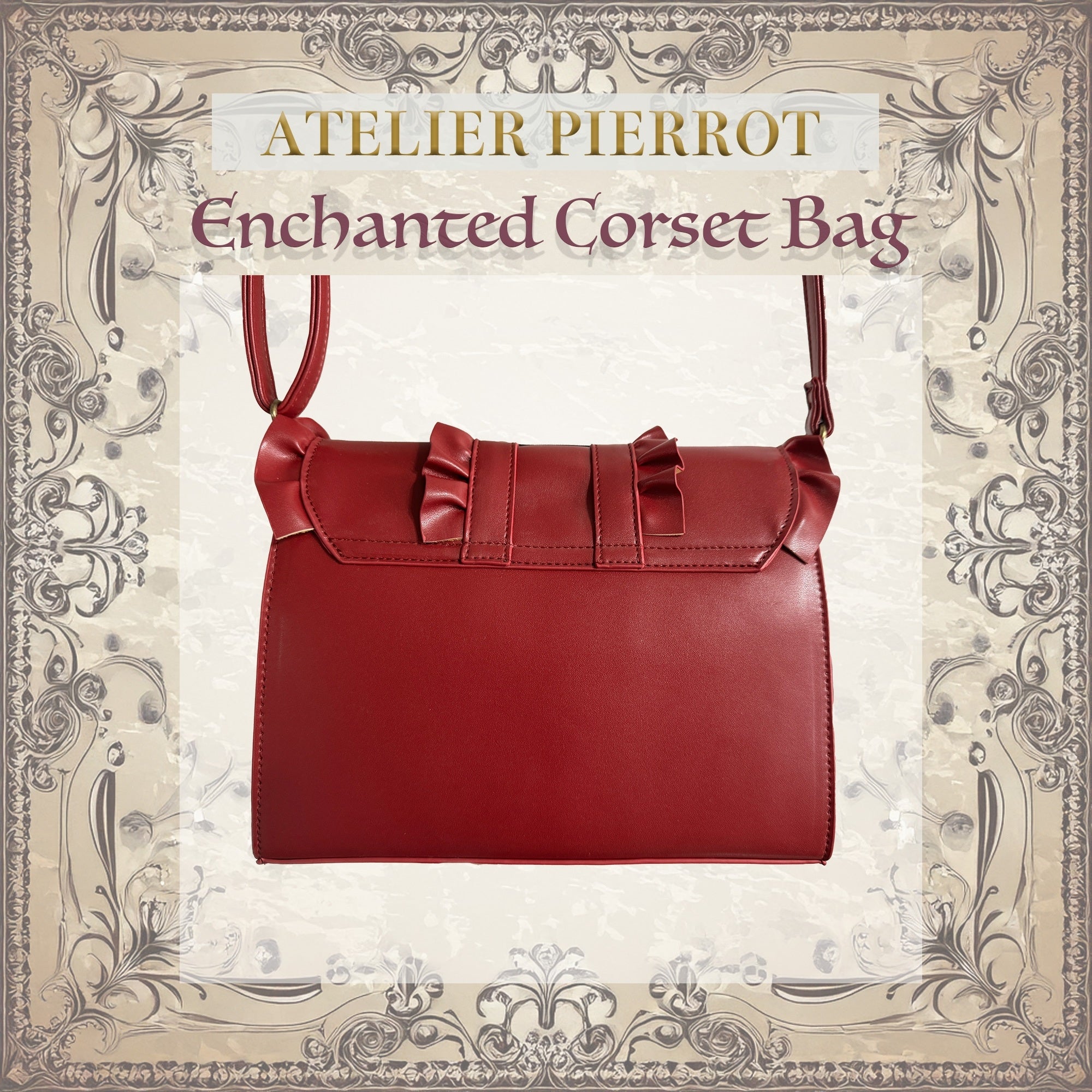 【ATELIER PIERROTEnchanted Corset Bag White/Bordeaux/Black