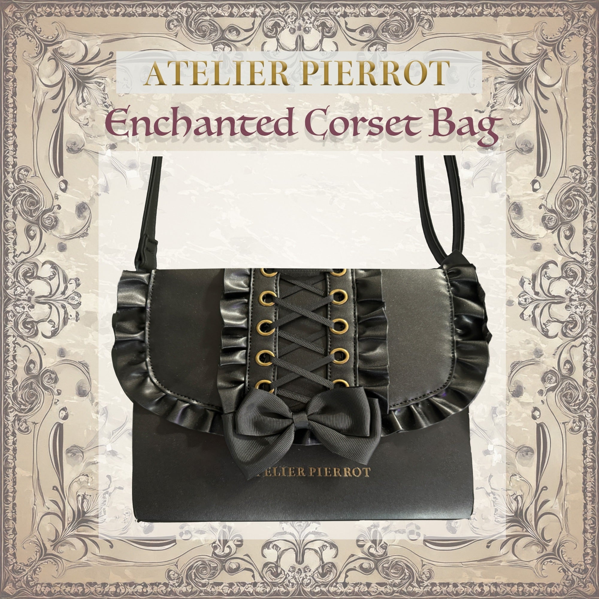 【ATELIER PIERROT】 Bolsa de corsé encantado White/Bordeaux/Black