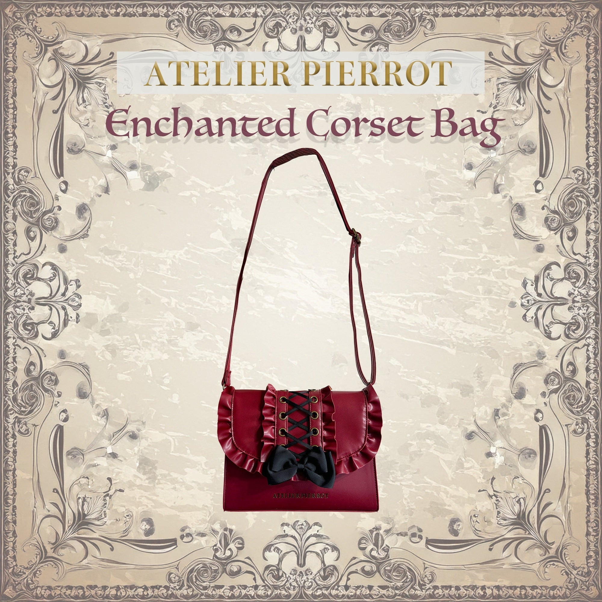 【ATELIER PIERROTEnchanted Corset Bag White/Bordeaux/Black