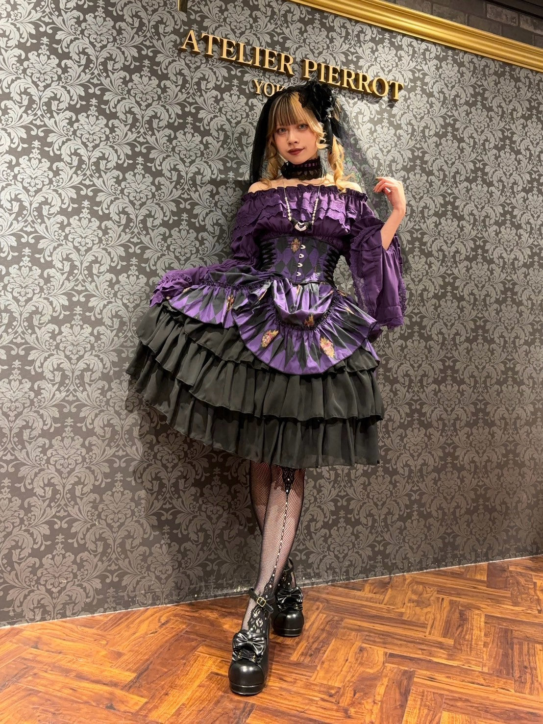 【ATELIER PIERROT】 "Diamond Circus" Corset 白×黒/ワイン/パープル/グリーン