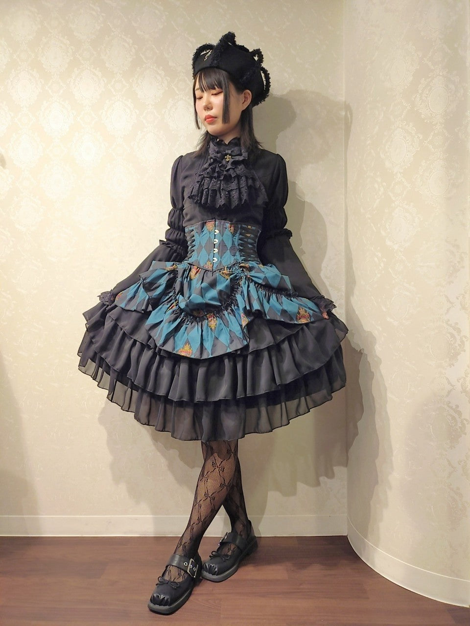 【ATELIER PIERROT】 "Diamond Circus" Corset 白×黒/ワイン/パープル/グリーン