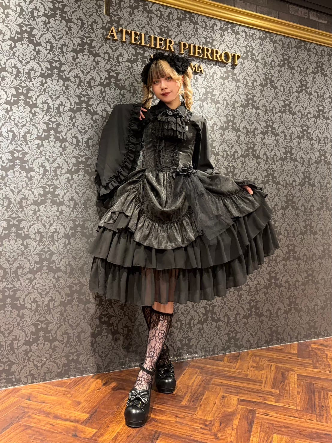 【ATELIER PIERROT】 Bustle Korsett Kleid Rose Jacquard