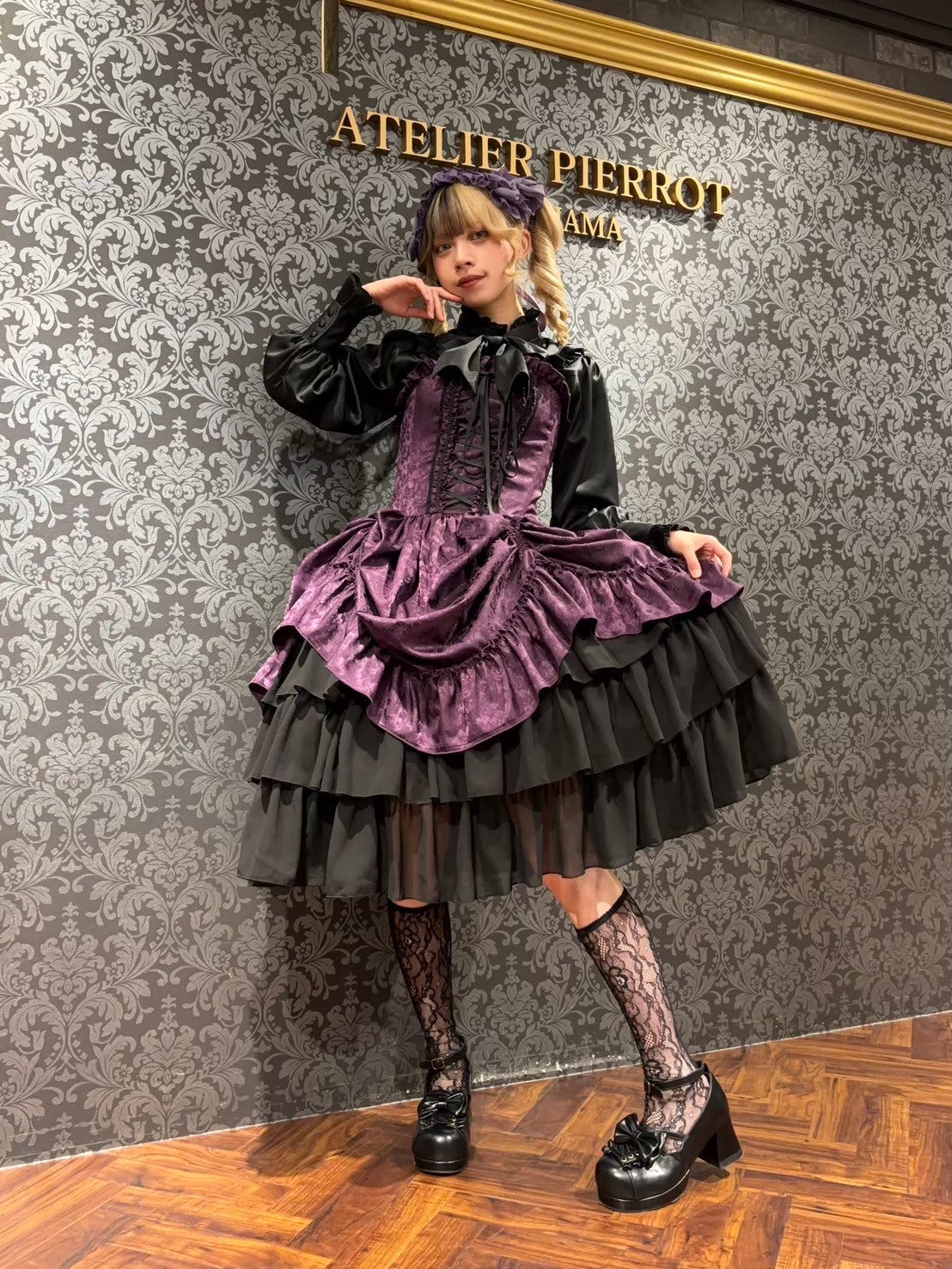 【ATELIER PIERROT】 Bustle Korsett Kleid Rose Jacquard