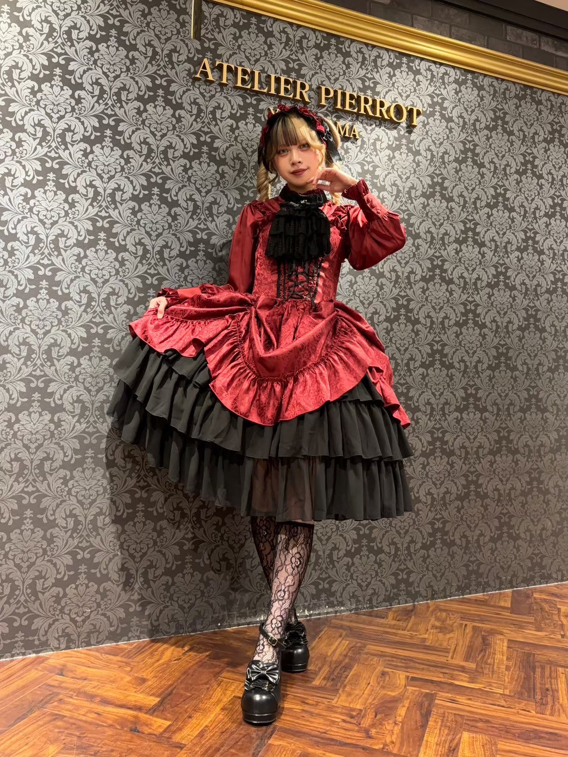 【ATELIER PIERROT】 Bustle Korsett Kleid Rose Jacquard