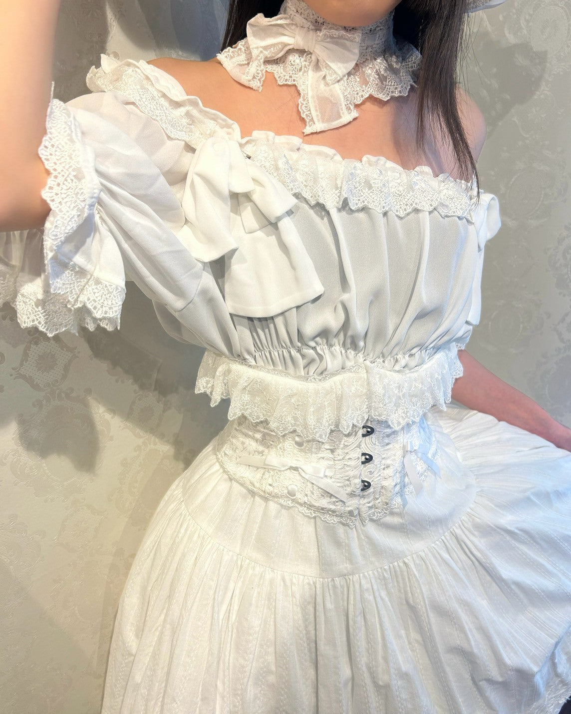 【ATELIER PIERROT】 Twinkle Ribbons Blouse White/Black
