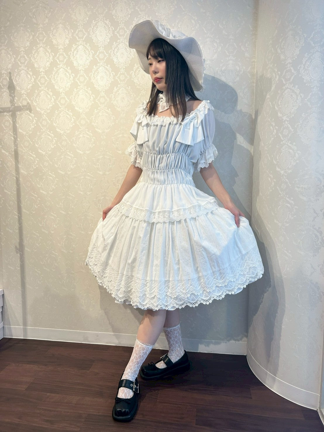 【ATELIER PIERROT】 Twinkle Ribbons Blouse White/Black
