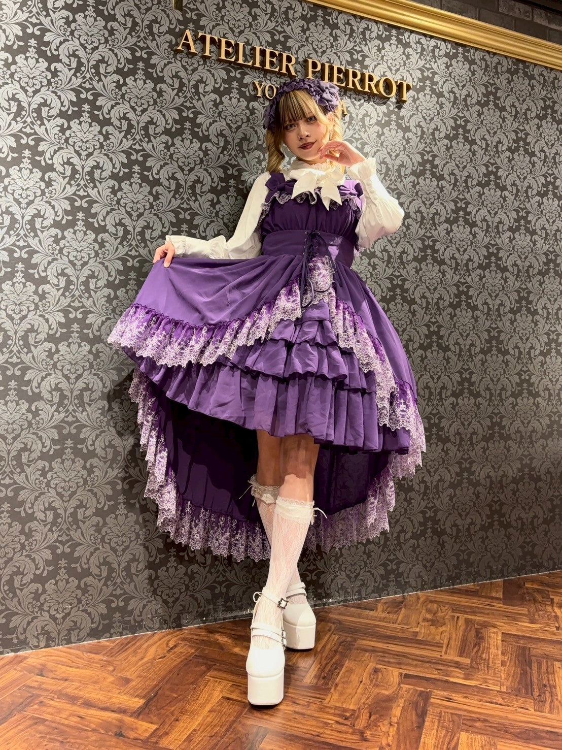 【ATELIER PIERROT】 Celestial Veil JSK White/Bordeaux/Purple/Navy/Black Size1/Size2