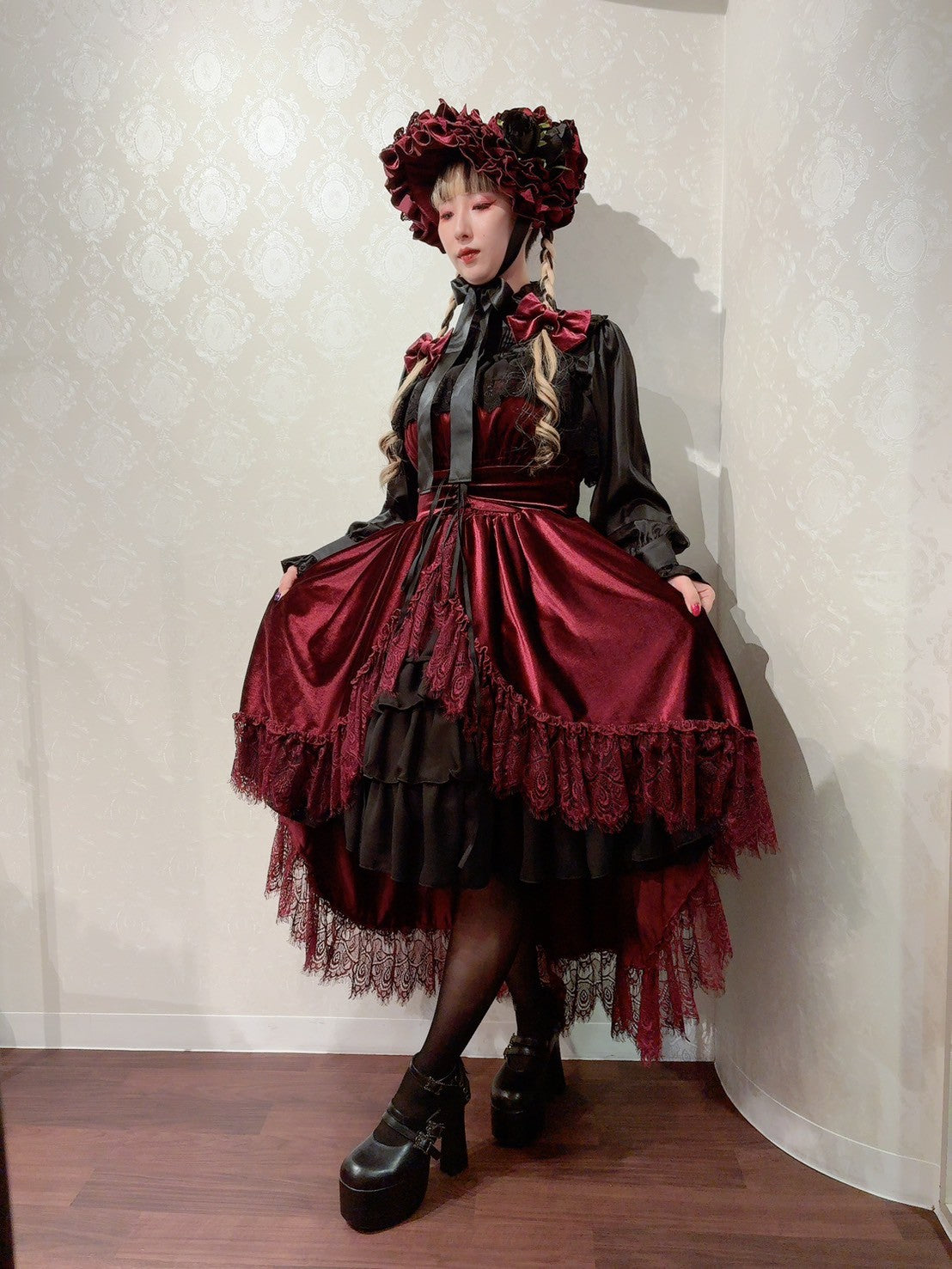 【ATELIER PIERROT】 Adenophora Jumper Skirt ボルドー/ネイビー/ブラック