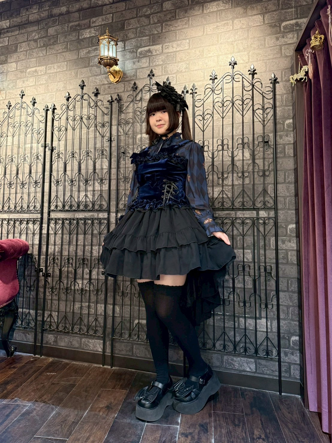 【ATELIER PIERROTAdenophora 레이스 업 Camisole Bordeaux/Navy/Black★10 월 초에서 중순까지 출시 될 예정입니다★