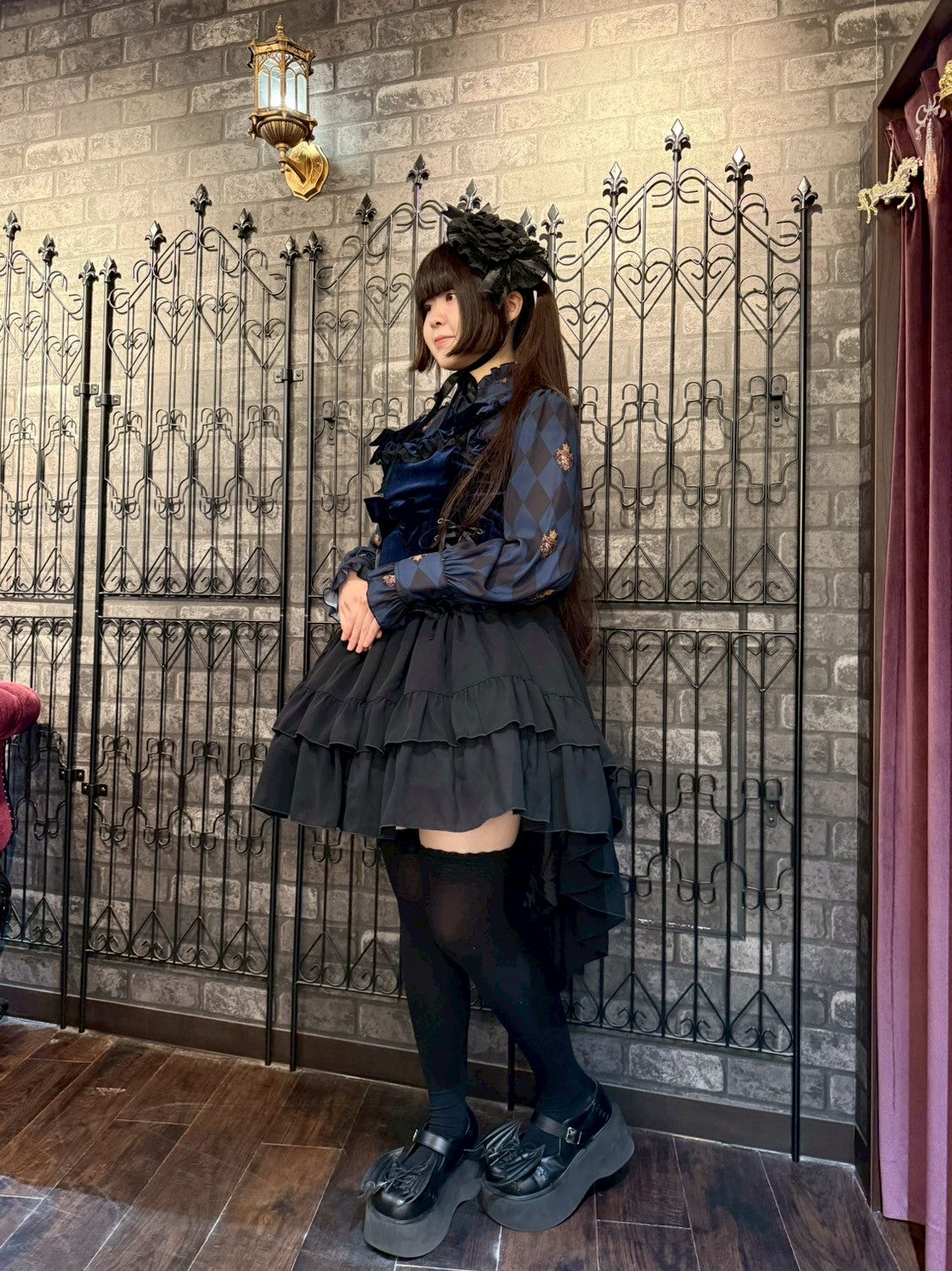 【ATELIER PIERROTAdenophora 레이스 업 Camisole Bordeaux/Navy/Black★10 월 초에서 중순까지 출시 될 예정입니다★