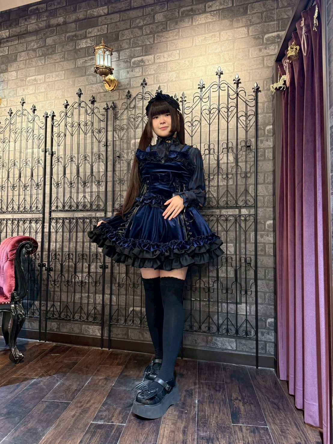 【ATELIER PIERROTAdenophora 레이스 업 스커트 보르도/네이비/블랙★10 월 초에서 중순까지 출시 될 예정입니다★