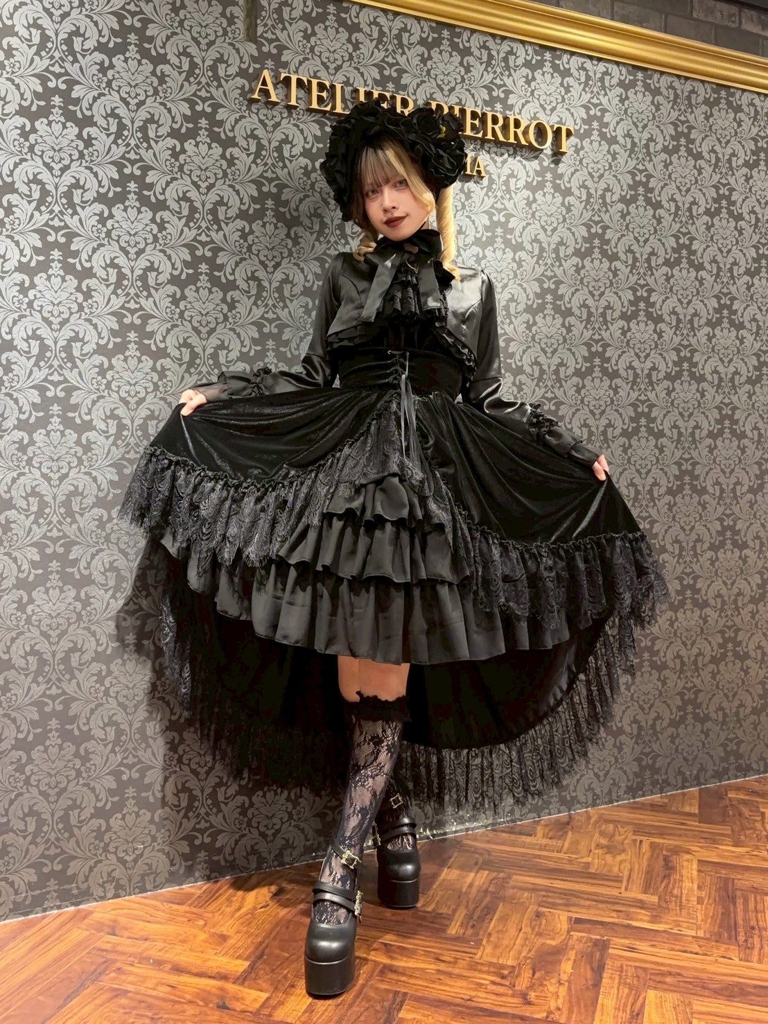 【ATELIER PIERROT】 Adenophora Jumper Skirt ボルドー/ネイビー/ブラック